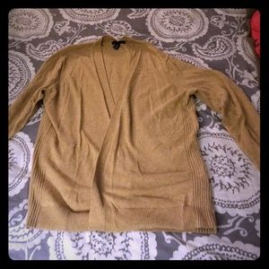 Women's size LG tan open long sleeve sweater